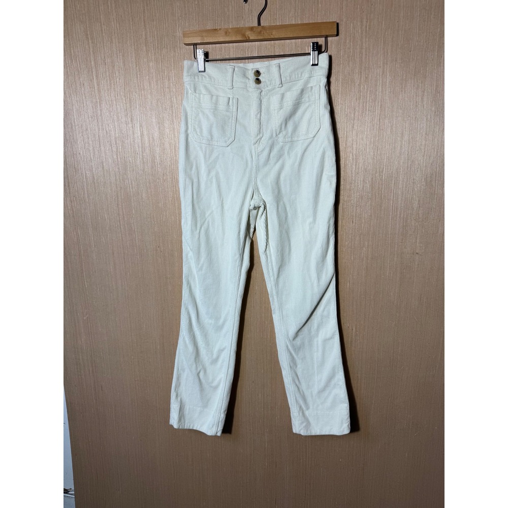 Faherty Women's Corduroy High Rise Flare Pants Size 27 Cream Made In Turkey